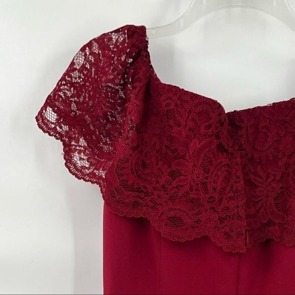 Bella Bridesmaids Maron Maxi Dress Lace Shoulder Burgundy — image 5 of 8